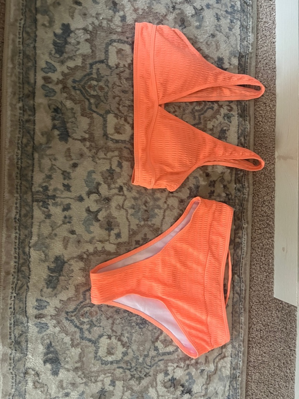 Neon Orange Textured Bikini Set